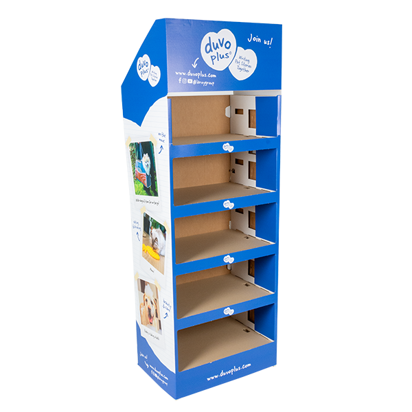 blauw duvopluis display leeg